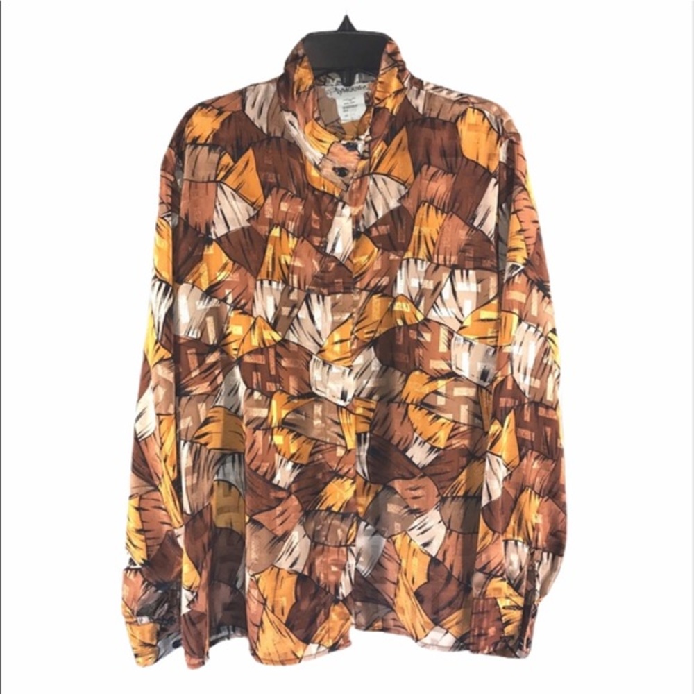 Vintage Beautiful 1990s Jacquard Blouse, Size M